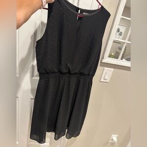 NEW NWT Chico's Women’s Clip Dot Dress Size 2.5 / 14 Sleeveless Black Sparkles